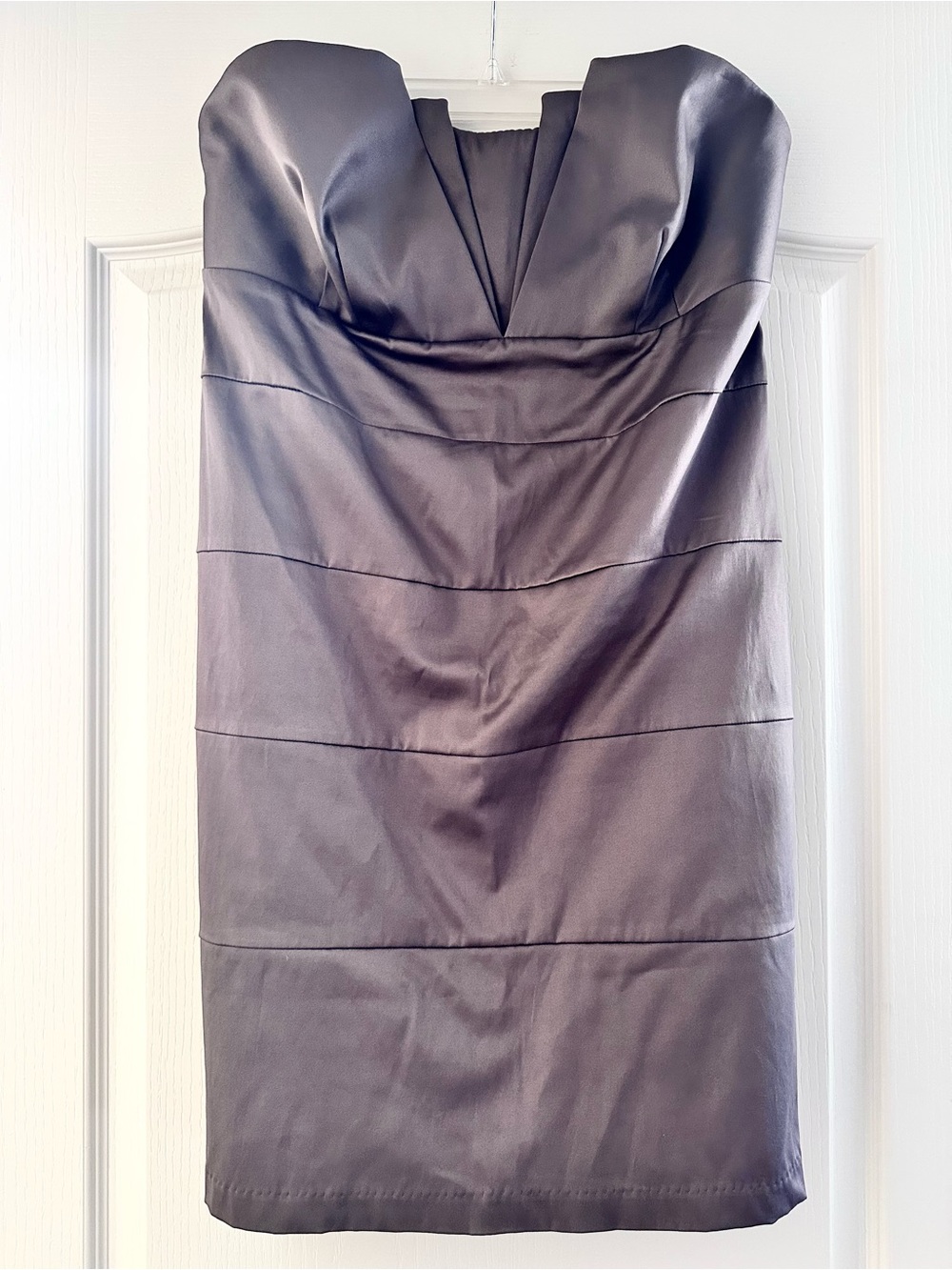 Homecoming Purple Grey Mauve Strapless Tiered Mini Tube Dress Juniors 14 Women
